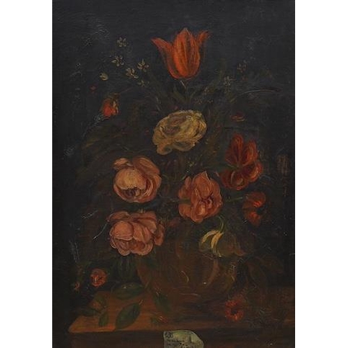 1750 - Early 20th century School, pair of oils on canvas, Still lifes of flowers, unsigned, 69 x 49cm. Cond... 