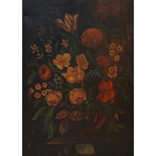 1750 - Early 20th century School, pair of oils on canvas, Still lifes of flowers, unsigned, 69 x 49cm. Cond... 