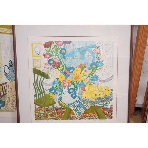 1762 - Renée Halpern (1914-2008), four colour lithographs, including Manhattan Bridge and Interieur Tosc... 