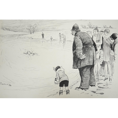 1778 - William Leigh Ridgewell (1881-1937), pen and ink, Rural Constable cartoon, signed, 28 x 38cm, unfram... 