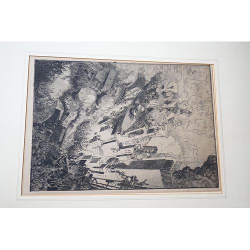 1783 - Modern British, drypoint etching, 'The Abyss', indistinctly signed and dated 1937, 30 x 21cm, unfram... 