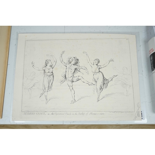 1784 - Boehm after Gilray, lithograph, 'A Peep at Christie's', (Modern Grace verso), overall 41 x 30cm, unm... 