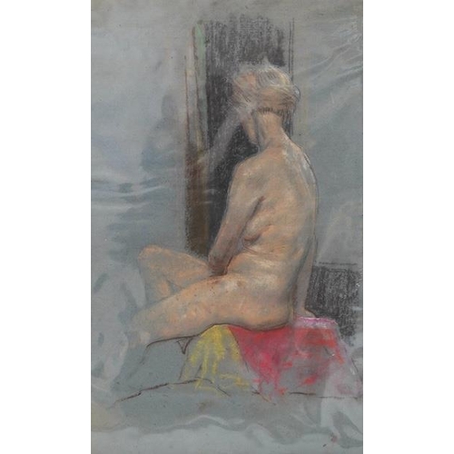 1787 - Two works comprising: 20th century School, pastel on paper, Study of a seated nude woman and a penci... 