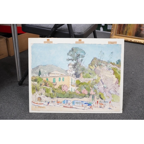 1798 - Carl Felkel (Austrian 1896-1980), watercolour, Continental landscape with villas, signed, 36 x 48cm.... 