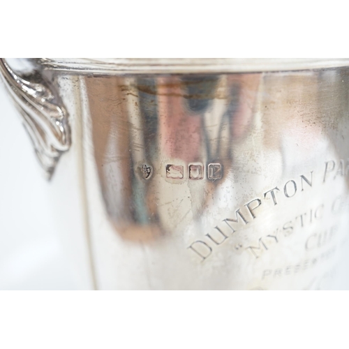 1826 - A George V silver two handled presentation trophy cup and cover, 'Dumpton Park Stadium Cup', Edward ... 