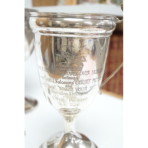 1831 - A Victorian engraved silver goblet, by Robert Harper, London 1871, with later engraved Greyhound Rac... 