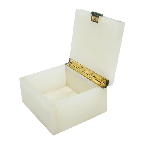 1843 - A George VI silver gilt and malachite mounted white onyx box, London, 1937, retailed by Asprey, 92mm... 