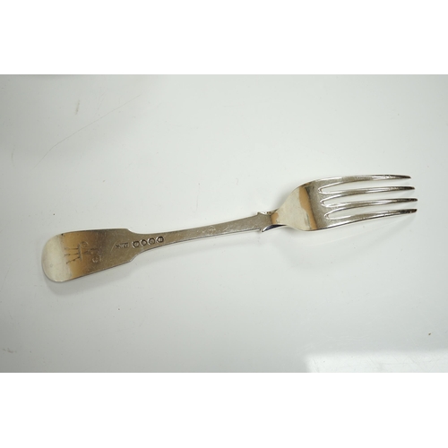 1845 - A part canteen of George V silver Hanovarian rat-tail flatware by Francis Stebbings, London, 1915, c... 