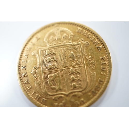 1908 - A Victorian 1890 gold half sovereign, about VF.