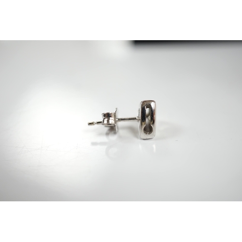 1921 - A modern pair of 18ct white gold and single stone diamond set ear studs, 6mm, gross weight 2.8 grams... 