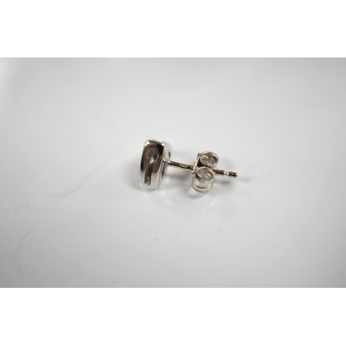 1921 - A modern pair of 18ct white gold and single stone diamond set ear studs, 6mm, gross weight 2.8 grams... 