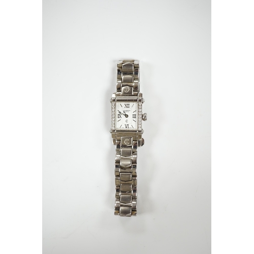 1927 - A lady's stainless steel Charriol Columbus quartz wrist watch with rectangular dial and diamond chip... 