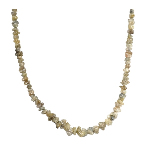 1934 - A single strand rough cut diamond necklace, with 750 yellow metal clasp, 40cm. Condition - fair... 