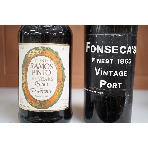 1261 - A bottle of Fonseca's vintage port 1963 and a bottle of Chateau-Figeac premier grand cru classe St E... 