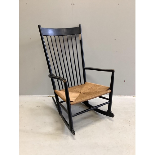 10 - A Hans Wegner style J16 rocking chair, width 61cm, depth 50cm, height 109cm. Condition - fair