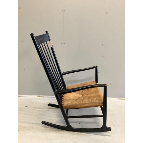 10 - A Hans Wegner style J16 rocking chair, width 61cm, depth 50cm, height 109cm. Condition - fair