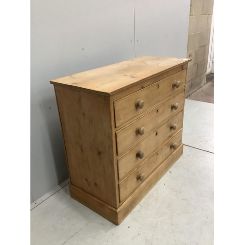 102 - A Victorian pine four drawer chest, width 91cm, depth 41cm, height 80cm. Condition - fair