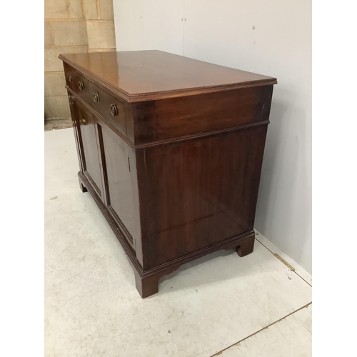 106 - An Edwardian mahogany side cabinet, width 95cm, depth 53cm, height 76cm. Condition - fair