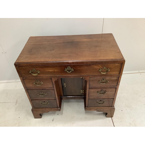 110 - A George III mahogany kneehole desk, width 83cm, depth 44cm, height 76cm. Condition - fair