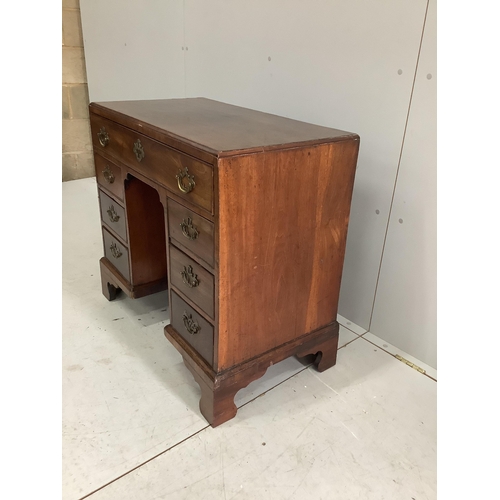 110 - A George III mahogany kneehole desk, width 83cm, depth 44cm, height 76cm. Condition - fair