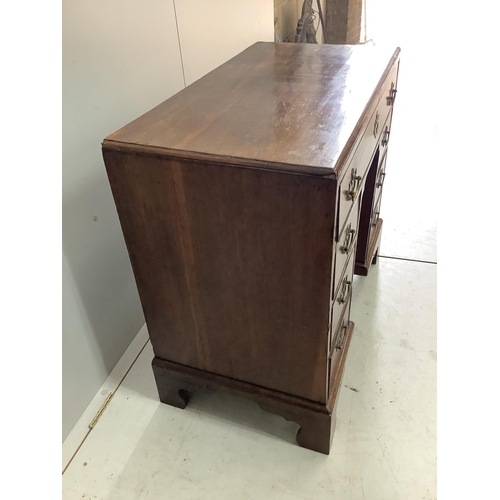 110 - A George III mahogany kneehole desk, width 83cm, depth 44cm, height 76cm. Condition - fair