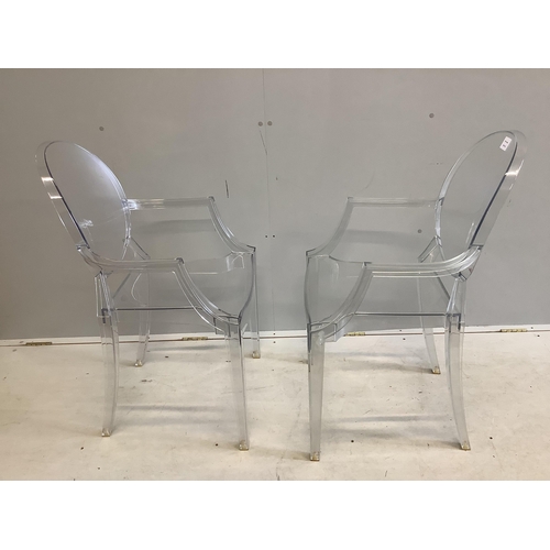 12 - A pair of ghost chairs, width 53cm, depth 43cm, height 93cm. Condition - fair