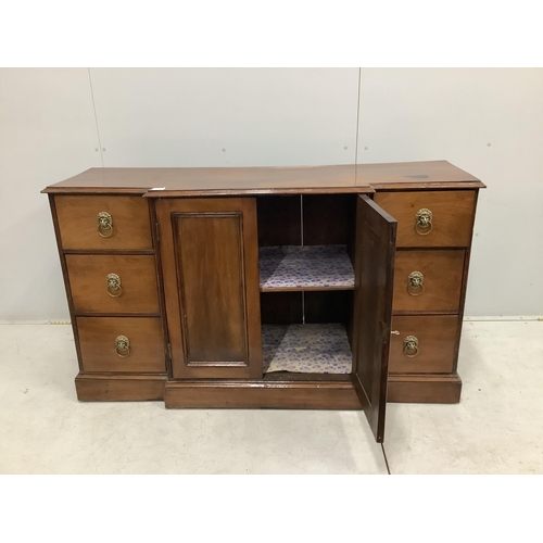 122 - A George IV style mahogany breakfront dwarf cabinet, width 152cm, depth 49cm, height 87cm. Condition... 