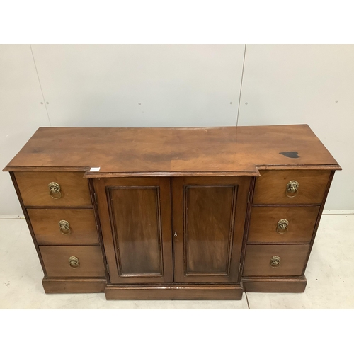 122 - A George IV style mahogany breakfront dwarf cabinet, width 152cm, depth 49cm, height 87cm. Condition... 