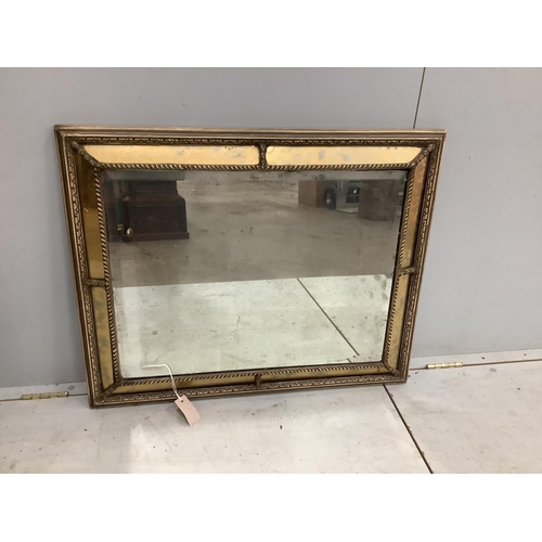 130 - A pair of Regency style rectangular giltwood and composition marginal plate cushion framed mirrors, ... 