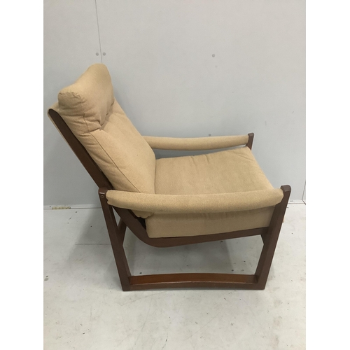 23 - A mid century armchair, width 72cm, depth 80cm, height 88cm. Condition - fair