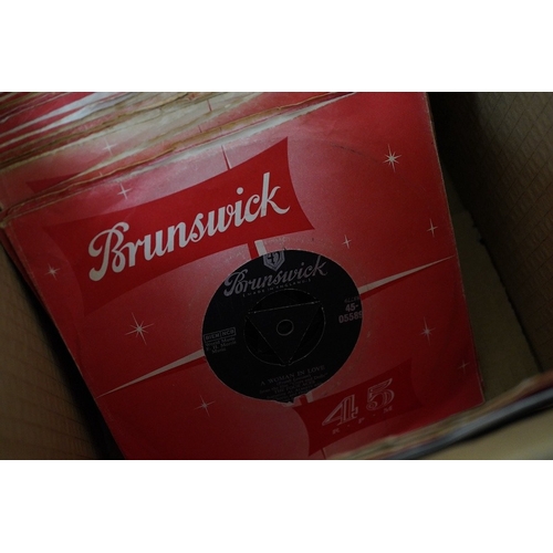 254 - Three boxes of 7 inch singles, all on Atlantic, Brunswick and Stateside record labels, artists inclu... 