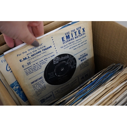 254 - Three boxes of 7 inch singles, all on Atlantic, Brunswick and Stateside record labels, artists inclu... 