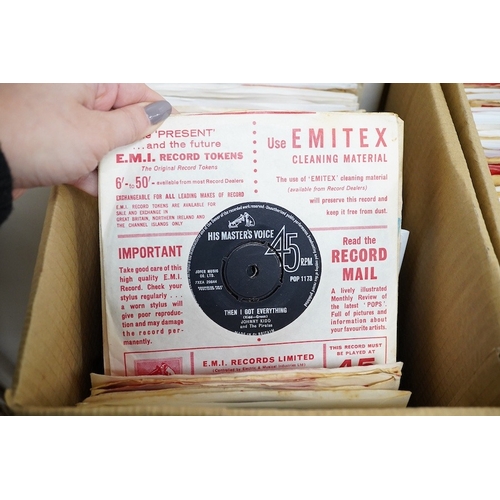 255 - Three boxes of 7 inch singles, all on HMV record labels, artists include; Ray Charles, Manfred Mann,... 