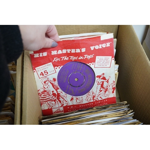 255 - Three boxes of 7 inch singles, all on HMV record labels, artists include; Ray Charles, Manfred Mann,... 