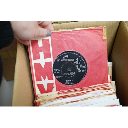 255 - Three boxes of 7 inch singles, all on HMV record labels, artists include; Ray Charles, Manfred Mann,... 