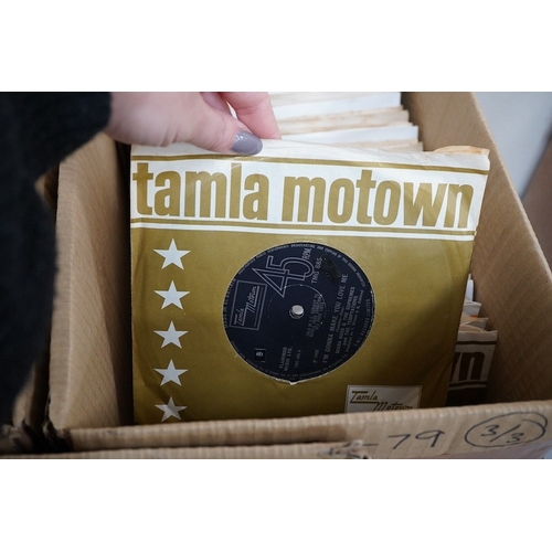 256 - Three boxes of 7 inch singles, all on the Tamla Motown label, artists include; the Supremes, Marvin ... 