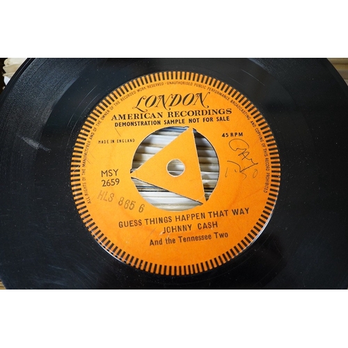 257 - Four boxes of 7 inch singles, all on the London label, artists include; Johnny and the Hurricanes, F... 