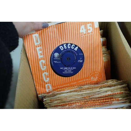 258 - Three boxes of 7 inch singles, all on Decca record label, artists include; Dave Berry, Billy Fury, t... 