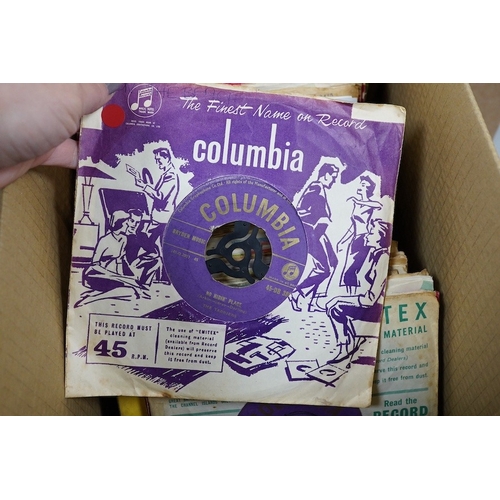 261 - Three boxes of 7 inch singles, all on the Columbia label, artists include; Cliff Richard and the Dri... 