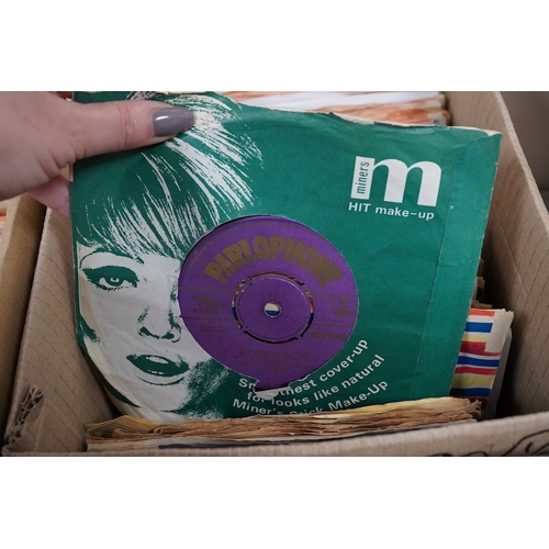 265 - Four boxes of 7 inch singles, all on Decca, MGM and Parlophone record labels, artists include; Conni... 