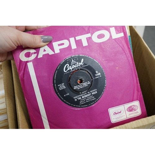 266 - Three boxes of 7 inch singles, all on Capitol, CBS and Deram record labels, artists include; Justin ... 