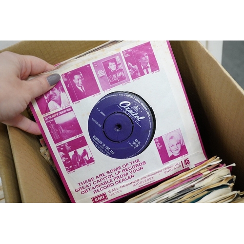 266 - Three boxes of 7 inch singles, all on Capitol, CBS and Deram record labels, artists include; Justin ... 