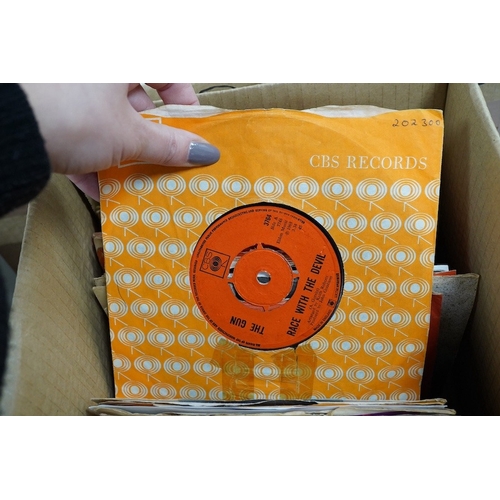 266 - Three boxes of 7 inch singles, all on Capitol, CBS and Deram record labels, artists include; Justin ... 