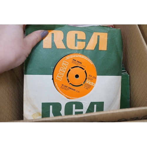 268 - Three boxes of 7 inch singles, all on the RCA and Top Rank record labels, artists include; Nina Simo... 