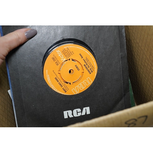 268 - Three boxes of 7 inch singles, all on the RCA and Top Rank record labels, artists include; Nina Simo... 