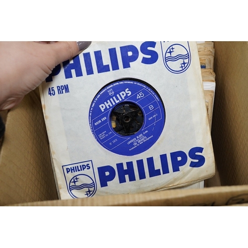 269 - Four boxes of 7 inch singles, all on Pye, Philips and Fontana record labels, artists include; Marty ... 