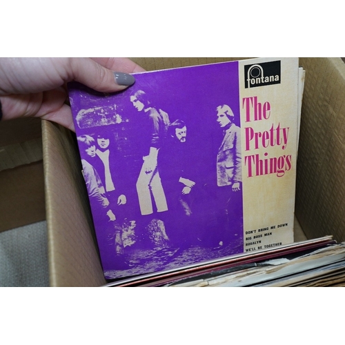 270 - Three boxes of 7 inch singles, on various record labels including; Columbia, Decca, CBS, Phillips, e... 