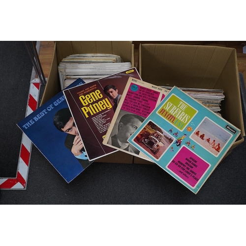 273 - Two boxes of LP record albums, including a selection of 10 inch albums, compilations, including Soul... 