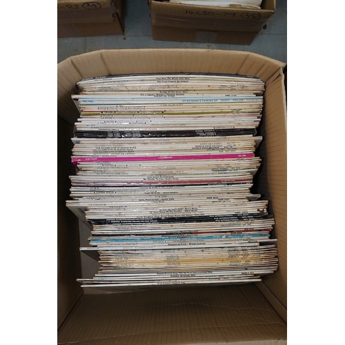 281 - Two boxes of LP record albums, artists include; Chicory Tip, the Byrds, The Fifth Dimension, Lovin ... 