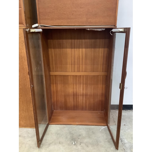 3 - A Ladderax display cabinet, a large drop down bureau, a small drop down bureau and a storage cabinet... 